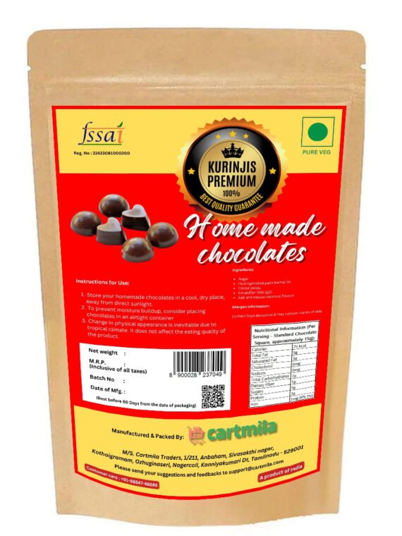 Kurinjis Premium Home made chocolate (Dark) 200 gm